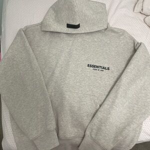 Essentials Light Gray Cotton-Blend Hoodie